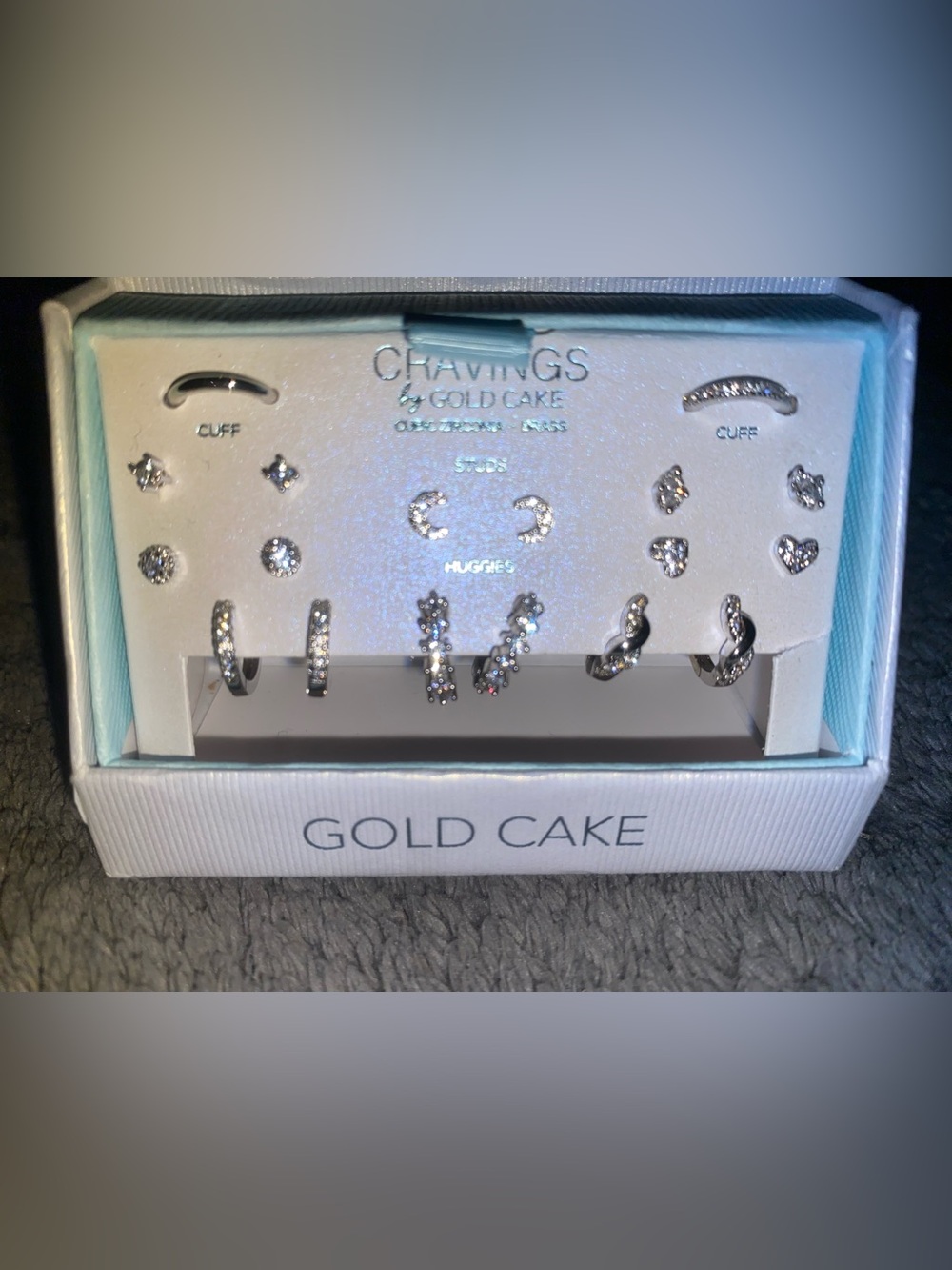 CRAVINGS by Gold Cake Silver-Tone Multi Earring Set - Sparkling Clear Stones